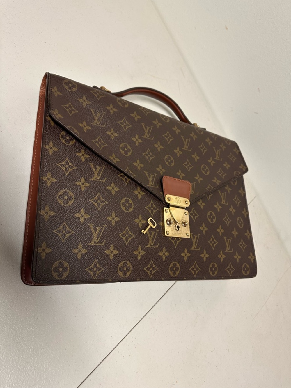 Louis Vuitton Monogram Canvas Briefcase with Gold Hardware